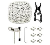 QWORK® Set di catene per bicicletta, catena per bicicletta da 1/2 x 3/32 pollici, rompicatena, pinze per maglie, 6 paia di maglie rotte per bicicletta, per mountain bike 6/7/8, bici da velocità