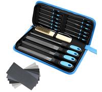 QWORK® Set di Lime Metalliche 30 Pezzi - 4 Lime Raspe, 12 Lime ad Ago, 1 Riffler, 1 Spazzola in Acciaio, 12 Carte Vetrate - per Legno e Metallo