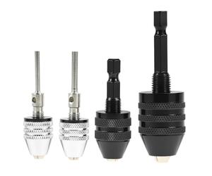QWORK Set di mandrini per trapano senza chiave, 4 pezzi da 1/4, 1/8, 1/16 pollici, codolo esagonale e rotondo, per conversione cacciavite a batteria in trapano/smerigliatrice