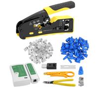 QWORK® Set di pinze a crimpare RJ45 - strumento di rete per connettori di rete CAT5/CAT6/CAT7