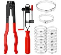QWORK® Set di pinze per fascette per stivali CV, pinze per fascette stringitubo, set di kit di strumenti per fascette,con 20 fascette per tubi flessibili in acciaio inossidabile 304