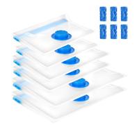 QWORK® Set di Sacchetti Sottovuoto 6 Pezzi - 2 50x70cm, 2 60x80cm, 2 80x100cm - per Vestiti/Piumoni/Valigie, Ermetico e Riutilizzabile