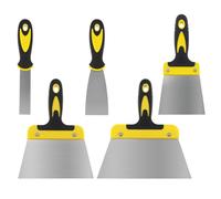 QWORK® Set di spatole in acciaio inossidabile a 5 pezzi (25, 50, 100, 160 e 200 mm) - Spatola ergonomica per pittori per cartongesso, intonaco e carta da parati