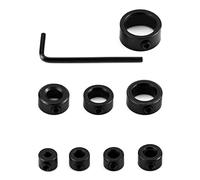 QWORK® Set di Stop di Profondità Trapano, Posizionatore per Trapano Ø 3/4/5/6/8/10/12/16 mm Chiave Esagonale Inclusa | Nero | 9 Pz