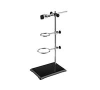 QWORK Set di supporto da laboratorio resistente, asta da 40,6 cm, in acciaio inossidabile, base in ghisa, morsetto per buretta, 2 morsetti ad anello per fiaschetta