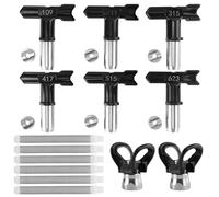 QWORK® Set di ugelli airless da 14 pezzi - inclusi 6 ugelli per verniciatura airless, 6 guarnizioni per punte, 2 sedi per ugelli, 6 filtri - gittata spruzzo 5-30 cm