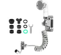 QWORK® Set Soffione Doccino per Lavandino - 3 Modalità di Doccia - Tubo Telescopico 1.6M - Deviatore girevole - per Bagno/Cucina/Giardino - Adattatori Inclusi