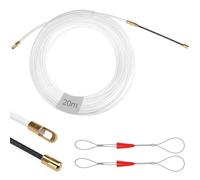 QWORK® Sonda passacavi 20m, sonda elettricista da 4mm con 2 molle guida, per la posa di cavi e cavi di comunicazione
