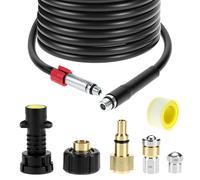 QWORK® Sonda Sturatubi per Idropulitrice 15m 200 bar /2600psi - Compatibile con Karcher, Parkside, Lavor, Bosch Professional, Include Ugello Fisso e Ugello Rotante