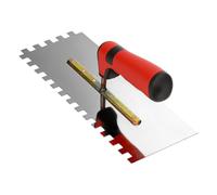 QWORK® Spatola Dentata 10x10 mm per Colla per Piastrelle - Spatola in Acciaio Inox con Manico Antiscivolo - 280x110 mm