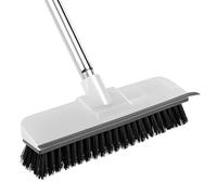 QWORK® spazzola lavapavimenti 2 in 1, spazzola per raschiare con nylon rigido, ideale per la pulizia del bagno e dei pavimenti interni