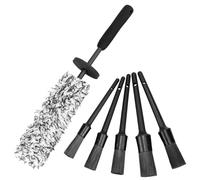 QWORK® Spazzola per Cerchi in Microfibra per Auto Extra Sottile con 5 spazzole per Dettagli, per Tutti i Tipi di Cerchioni