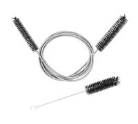 QWORK® Spazzola per pulizia, 200 cm spazzola per pulizia tubi in acciaio inossidabile con due teste, per tubi flessibili, tubi dell'acqua, rubinetti