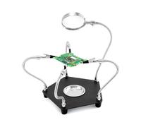 QWORK Stazione di saldatura a terza mano con lente d'ingrandimento 3X e 4 bracci flessibili, aiuto per la saldatura manuale per elettronica, gioielli, artigianato e altro ancora