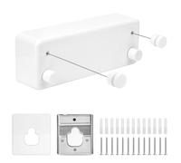 QWORK® stendibiancheria retrattile da 4.2 m, Stendibiancheria a parete, Bianco, Due linee, Per balconi, Bagno