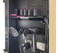 QWORK® Supporto da Parete 2 in 1 Compatibile con asciugacapelli e Accessori Dyson Airwrap e Dyson Supersonic, Lega di Alluminio Nero Opaco