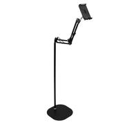 QWORK® Supporto da pavimento per tablet, rotazione a 360°, adatto per telefoni cellulari e tablet da 12-19 cm, base stabile