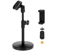 QWORK® Supporto microfono multifunzionale, asta microfono regolabile con clip per cellulare, spina da 5/8 pollici a presa da 3/8 pollici, per discorsi in conferenza, trasmissioni in diretta