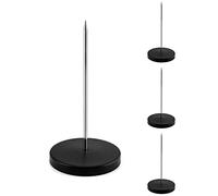 QWORK Supporto per banconote con base rotonda per scrivania, ufficio, cucina, 14 cm, in acciaio, 4 pezzi, nero
