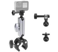 QWORK® supporto per moto e bici actioncam, con doppia testa a sfera girevole a 360°, compatibile con Hero 13, 12, 11, 10, Insta-360 X3