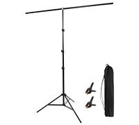 QWORK® Supporto per Sfondo 1.5mx2.6m Supporto per Sfondo Fotografico Regolabile con Treppiede con Custodia per il Trasporto e 2 Clip a Molla
