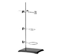 QWORK® Supporto per supporto da laboratorio 13x21 cm, lunghezza asta 50 cm, morsetto per buretta e 2 anelli per storta (diametro 5 cm/7.3 cm), per esperimenti scientifici
