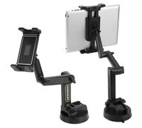 QWORK® Supporto per tablet e cellulari da 4,7 a 12,9 pollici per auto - Bracci di prolunga multipli, ventosa extra stabile, per cruscotto e parabrezza