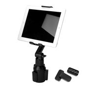 QWORK®Supporto per tablet/smartphone per auto, base estensibile 60-110 mm - Si monta sullo slot del portabicchieri per auto