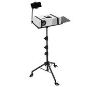QWORK® Supporto Proiettore, Treppiede Proiettore Regolabile in Altezza 66-160 cm, Supporto Proiettore da Terra con Supporto per Cellulare e Ruote
