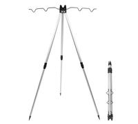 QWORK® Supporto treppiede per 4 canne da pesca - Regolabile 70-105 cm - in Lega di Alluminio