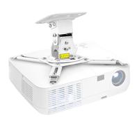 QWORK® Supporto universale da soffitto per proiettore, supporto per proiettore bianco, rotazione a 360°, inclinazione a 20°, fino a 10 kg