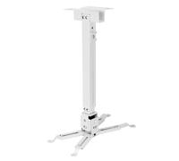 QWORK® Supporto universale per proiettore da soffitto, girevole a 360°, angolo di inclinazione 15°, telescopio 40-63 cm, capacità di carico fino a 15 kg - bianco