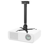 QWORK® Supporto universale per proiettori a soffitto, ruotabile a 360°, angolo di inclinazione 15°, telescopio 40-63 cm, portata fino a 15 kg - nero