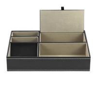 QWORK® Svuotatasche in Ecopelle con 5 Scomparti, 25,5 * 18,5 * 5 cm, Portaoggetti Scrivania Multiuso per Oggetti Personali