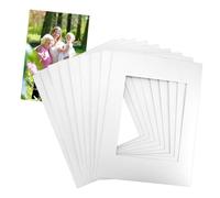 QWORK Tappetini per foto da 30,5 x 40,6 cm, per foto da 20 x 25 cm, confezione da 10 pezzi, colore bianco, con doppia passepartout - Tappetino pre-tagliato, smussato, opaco per esporre foto di