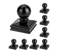 QWORK Tappi decorativi per pali di recinzione, confezione da 8, 7,6 x 7,6 cm, con sfera superiore, colore nero