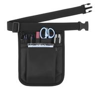 QWORK Tasca da cintura multiuso, 25 x 18 cm, marsupio porta-attrezzi con più tasche, organizer da lavoro in Oxford impermeabile con cintura regolabile, nero