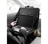 QWORK® Tavolino per auto multifunzionale con portabicchieri - Supporto per laptop pieghevole per organizer per auto per mangiare e lavorare, adatto a volanti e schienali