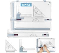 QWORK® Tavolo da disegno DIN A3, Tavoli da Disegno Multifunzionali con Strumenti di Misurazione e Precisione Regolabili