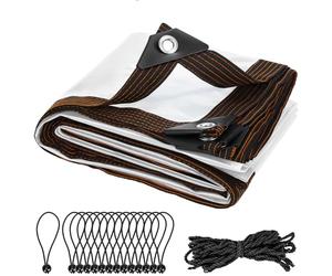 QWORK® Telo trasparente 2m x 3m, telone impermeabile da esterno con occhielli e corda, per giardino, campeggio, serra, balconi