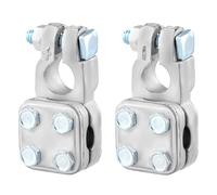 QWORK Terminale batteria a tre vie senza crimpare per connessione positiva e negativa - Ingresso cavo versatile, adatto a filo 2-4/0 Ga, installazione facile, 1 coppia (+,-)