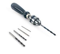 QWORK® Trapano a Mano di Precisione con 5 Mini Punte Trapano Elicoidali (1,5-5mm), Utensili per Foratura per Legno Gioielli Plastica