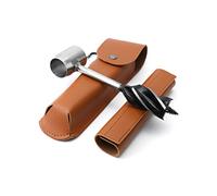 QWORK Trapano Manuale, con Custodia in Pelle, Strumento di Sopravvivenza Bushcraft, per Campeggio, Bushcraft E Zaino in Spalla All'aperto