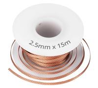 QWORK® treccia dissaldante, stoppino di flusso in filo di rame, per una rimozione efficiente della saldatura, 2.5 mm x 15 m