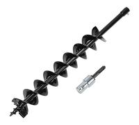 QWORK® Trivella a Scoppio, ⌀ 100 mm X 80 cm Doppia Trapano da Terra Trapano con Adattatore, per Perforazione Fori e Piantagione Alberi