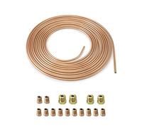 QWORK® Tubo Freno Rivestito di Rame da 7.6 m, diametro esterno 4.76 mm, diametro interno 3.3 mm con 16 dadi