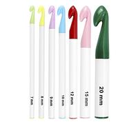QWORK® Uncinetti Set, 7 Pezzi Uncinetti per Filati Super Grossi per Principianti e Professionisti - 20mm/15mm/12mm/10mm/9mm/8mm/7mm