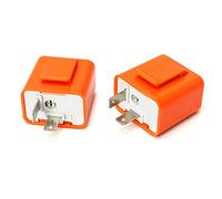 QWORK Universal 12V 2 Pin Rele Frecce LED, Elettronico Relè Lampeggiante con Regolatore Frequenza per Auto e Moto, Arancio, 2 Pezzo