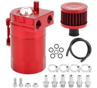 QWORK® Universale oil catch can auto, contenitore per la raccolta dell'olio con filtro dell'aria, alluminio, rosso 400 ml