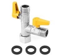 QWORK® Valvola deviatrice a 3 vie, valvola adattatore a T G1/2", deviatrice per doccia, con valvola di intercettazione, ottone, adatta per cucine, bagni